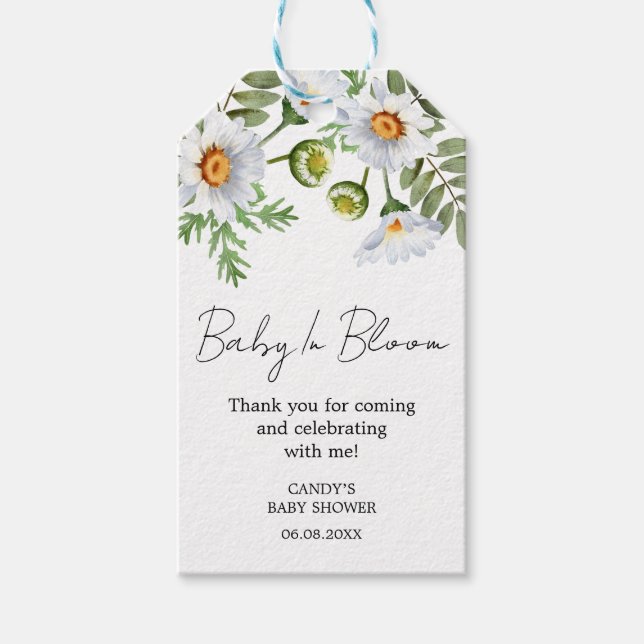 Daisy Dankeschön Baby Shower Geschenkanhänger (Vorderseite)