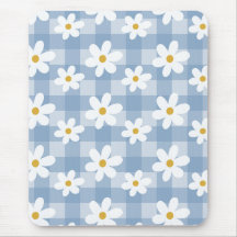 Daisy Days Mousepad - Blue Gingham
