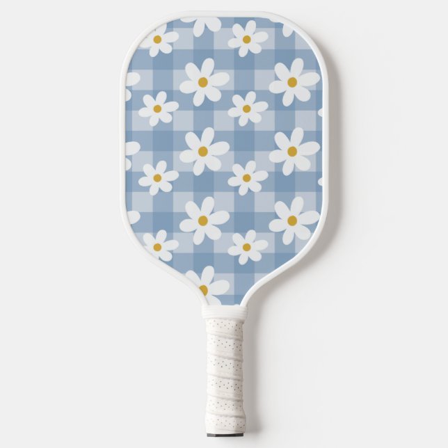 Daisy Days Pickelball Paddle - Blue Gingham (Vorderseite)