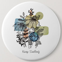 Daisy Doodle in Tinte und Wasserfarbe Button