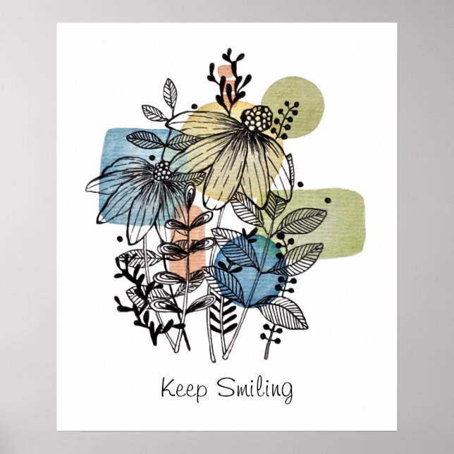 Daisy Doodle in Tinte- und Wasserfarbenplakat Poster (Vorne)