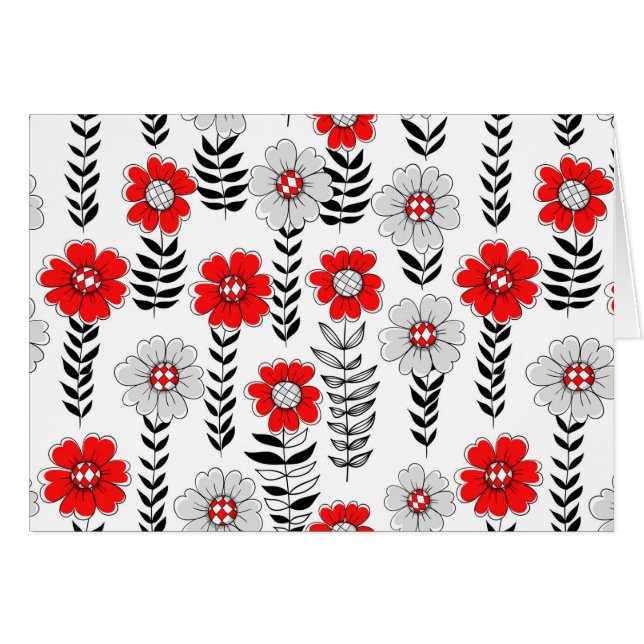 Daisy Doodles in rot und schwarz (Vorderseite (Horizontal))