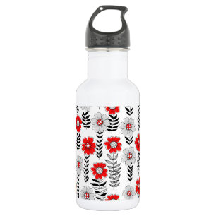 Daisy Doodles in rot und schwarz Edelstahlflasche