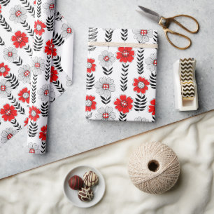 Daisy Doodles in rot und schwarz Geschenkpapier