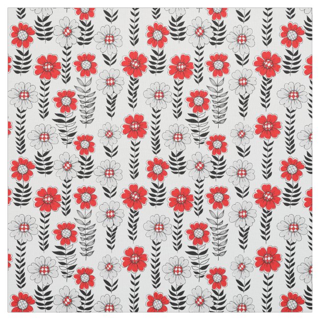 Daisy Doodles in rot und schwarz Stoff (Muster)