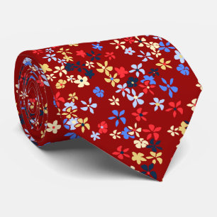 Daisy Dot Floral Burgundy zweiseitig bedruckt Krawatte