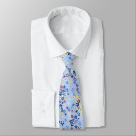 Daisy Dot Floral Sky Blauer zweiseitig bedruckt Krawatte