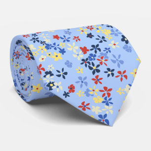 Daisy Dot Floral Sky Blauer zweiseitig bedruckt Krawatte