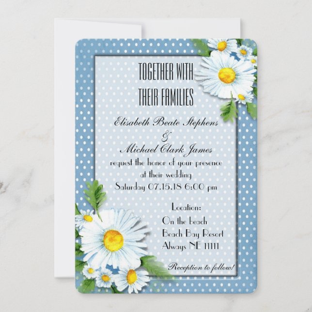 Daisy Dots - Einladung Hochzeit - Matte 5" x 7" (Vorderseite)