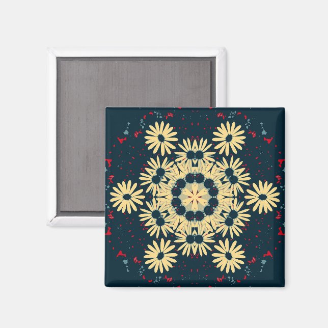 Daisy Dreams Mandala Magnet (Vorderseite/Rückseite)