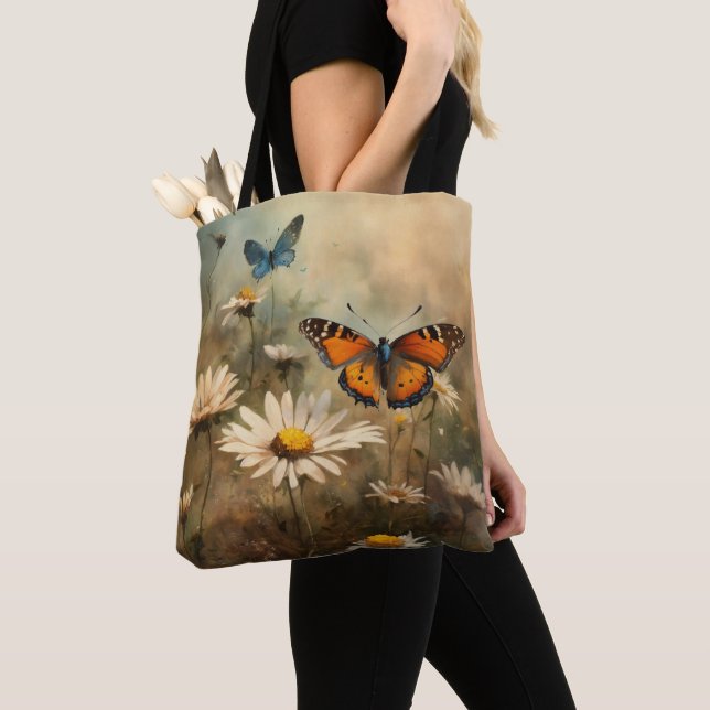 Daisy Dreams: Schmetterling und Blume Texturbag Tasche (Von Nahem)