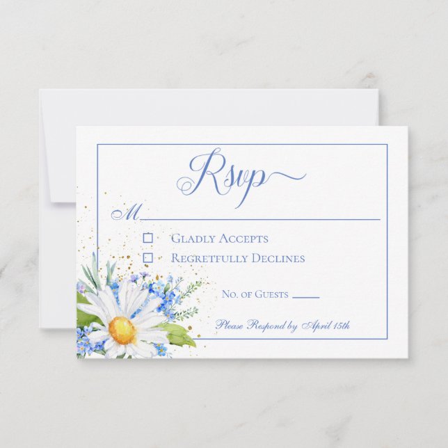 Daisy & Field Blume Bouquet Wedding RSVP Karte (Vorderseite)