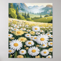 Daisy Field Poster - Helle und fröhliche Blume