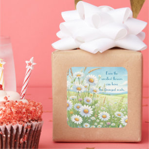 Daisy Field & Quote Quadratischer Aufkleber