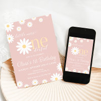 Daisy First Birthday Invitation Boho Retro Daisy