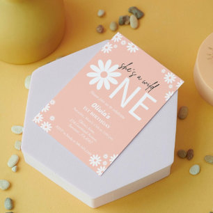 Daisy First birthday party bohemian wild one  Invi Einladung