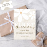 Daisy First Birthday Themed Party Vielen Dank Einladung<br><div class="desc">Ein wunderschönes und elegantes Blumendesign,  das perfekt ist,  um all Ihren Gästen zu danken. Personalisieren Sie die Nachricht einfach und vergewissern Sie sich,  dass Sie meine komplette Sammlung für passende Produkte Karo haben.</div>