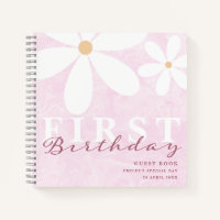 Daisy First Birthday Themed Partys Guest Book Pink