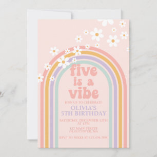 Daisy Five ist ein Vibe Pastel Regenbogen 5. Gebur Einladung