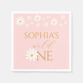 Daisy Floral Blush Wild One Girl 1st Birthday Serviette