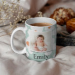 Daisy floral boho retro Foto türkis orange Tasse<br><div class="desc">Daisy floral boho Retro mädchenhaft natürlich,  türkis und orange Foto Geschenk Design.</div>