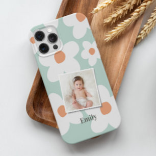 Daisy floral boho retro orange blaues Foto Case-Mate iPhone Hülle