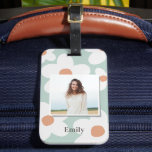 Daisy floral boho retro orange blaues Foto Gepäckanhänger<br><div class="desc">Daisy floral boho Retro orange Ente Ei blau türkis Foto Geschenk Design.</div>