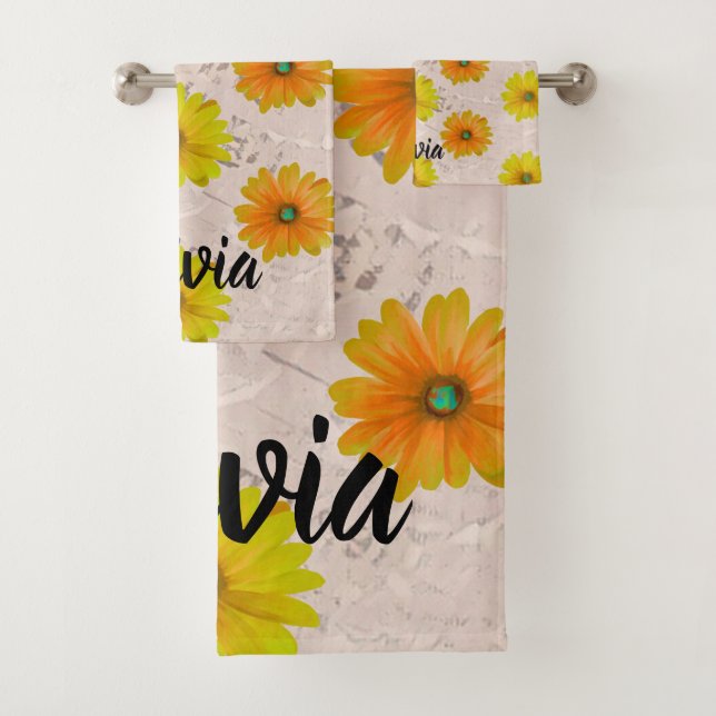 Daisy floral bouquet badhandtuch set (Insitu)