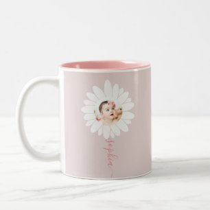 Daisy Floral Foto Pink Zweifarbige Tasse