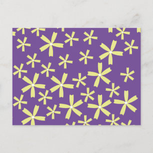 Daisy Floral Illustration Gelb und Lila Postkarte
