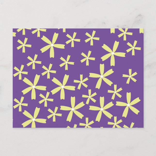 Daisy Floral Illustration Gelb und Lila Postkarte (Vorderseite)