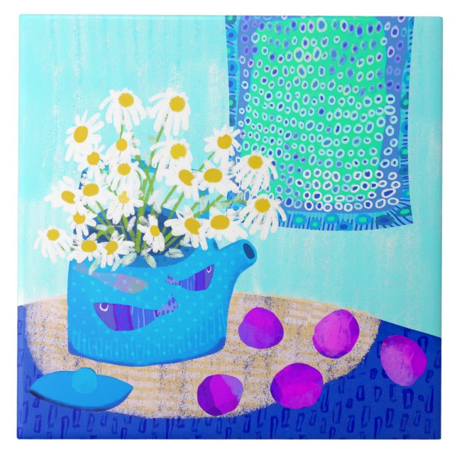 Daisy Floral Keramik Kitchen Tile Fliese (Vorderseite)