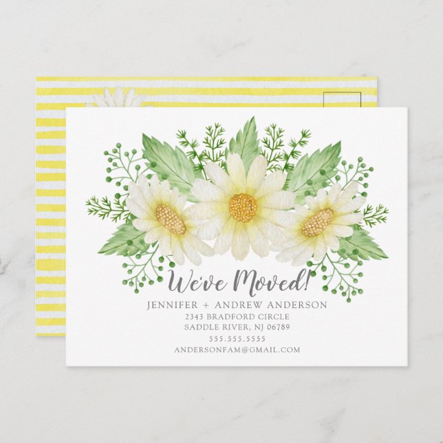 Daisy Floral Moving Faire-part (Devant / Derrière)