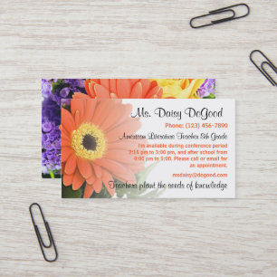 Daisy Floral Peachy Lehrerinformation Visitenkarte
