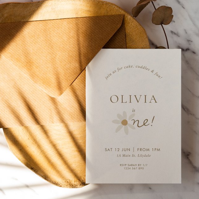 Daisy Floral Première Invitation d'anniversaire -  (Créateur téléchargé)