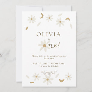 Daisy Floral Première Invitation d'anniversaire -