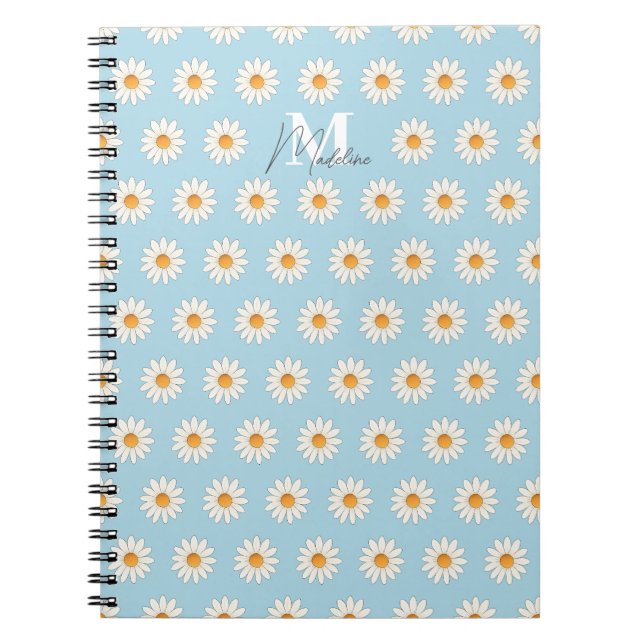 Daisy Floral Spiral Notebook - Personalisierter Na Notizblock (Vorderseite)