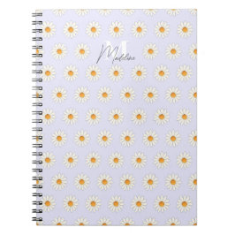 Daisy Floral Spiral Notebook - Personalisierter Na Notizblock