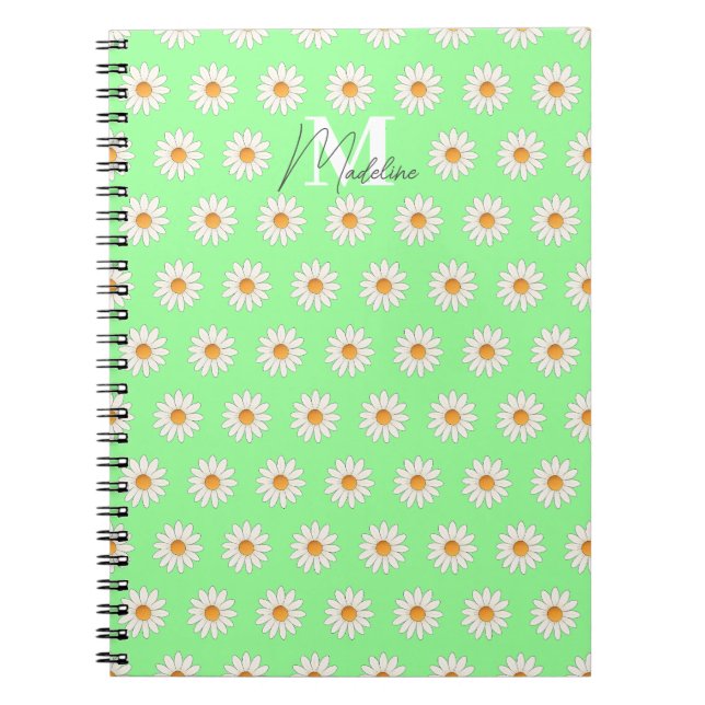 Daisy Floral Spiral Notebook - Personalisierter Na Notizblock (Vorderseite)