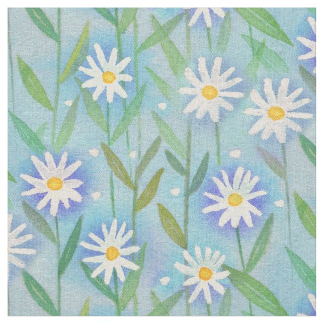 Daisy Floral White Stoff (Nahaufnahme)