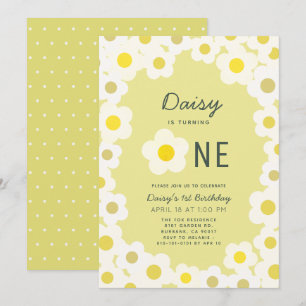 Daisy Floral Yellow 1. Geburtstag Einladung