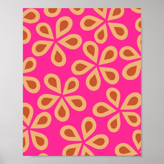 Daisy Florets 04 Hot Pink und Orange Poster (Vorne)