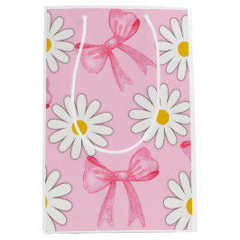 Daisy Flower and Bow gift bag Mittlere Geschenktüte
