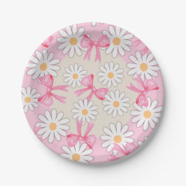 Daisy Flower Bow Paper Plates 7" Round Paper Plate Pappteller