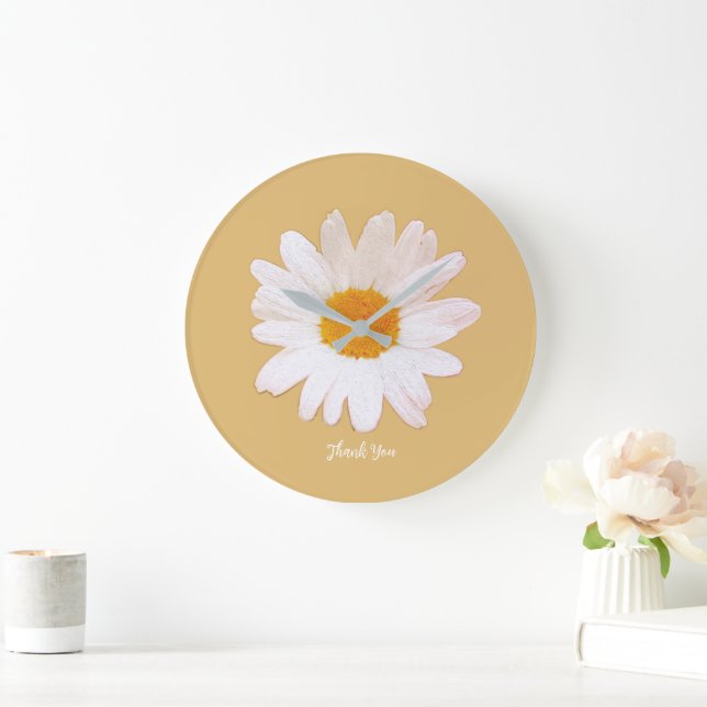 Daisy Flower Dream – Summer Botanical Thank You Große Wanduhr (Zuhause)