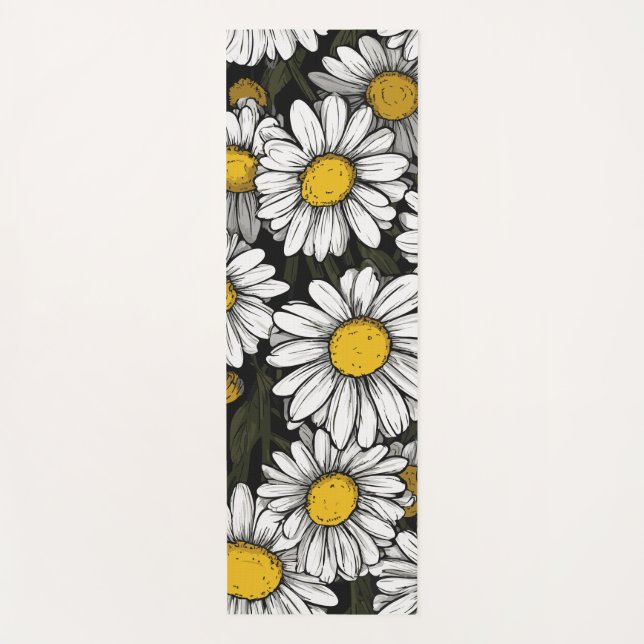 Daisy Flower Pattern Botanical Illustration Yogamatte (Vorderseite)