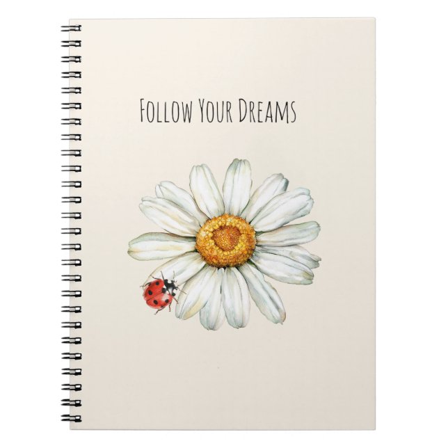 Daisy Flower Red Black Ladybug Notizblock (Vorderseite)