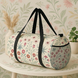 Daisy Flower William Morris StyleVintage Botanical Duffle Bag