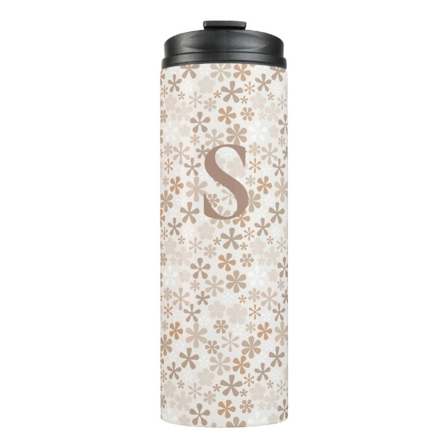 Daisy Flowers Beige Floral Aesthetic Ditsy Tan INT Thermosbecher (Vorderseite)