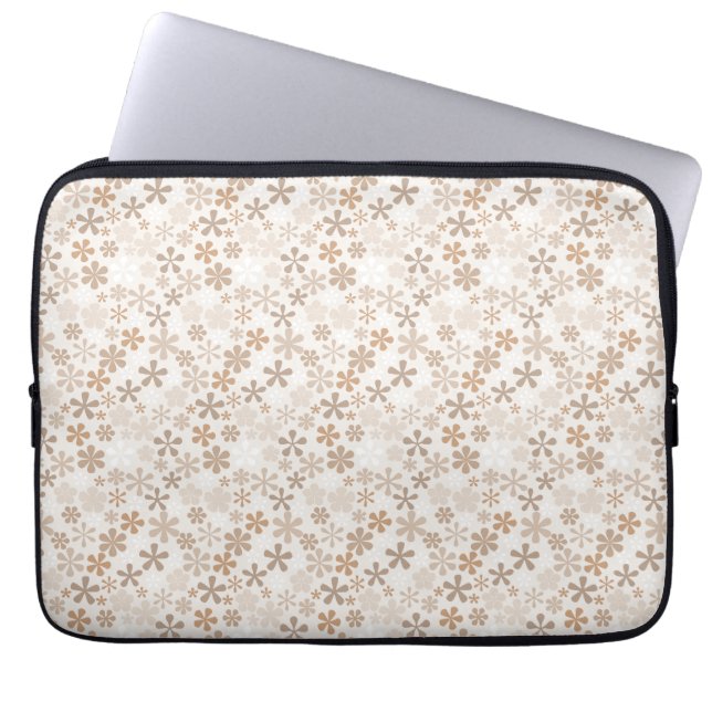 Daisy Flowers Beige Floral Aesthetic Ditsy Tan Laptopschutzhülle (Vorderseite)